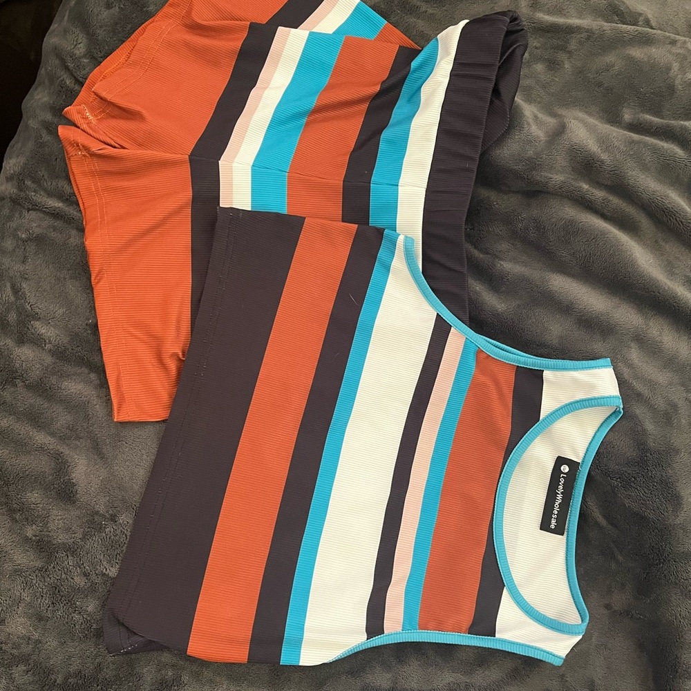 Striped Sleeveless Top and Shorts Set